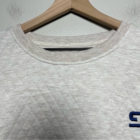 Marine Layer Men Corbet Quilted Crewneck Sweater XXL Cream Pullover‎ Dark Oat - Picture 4 of 10